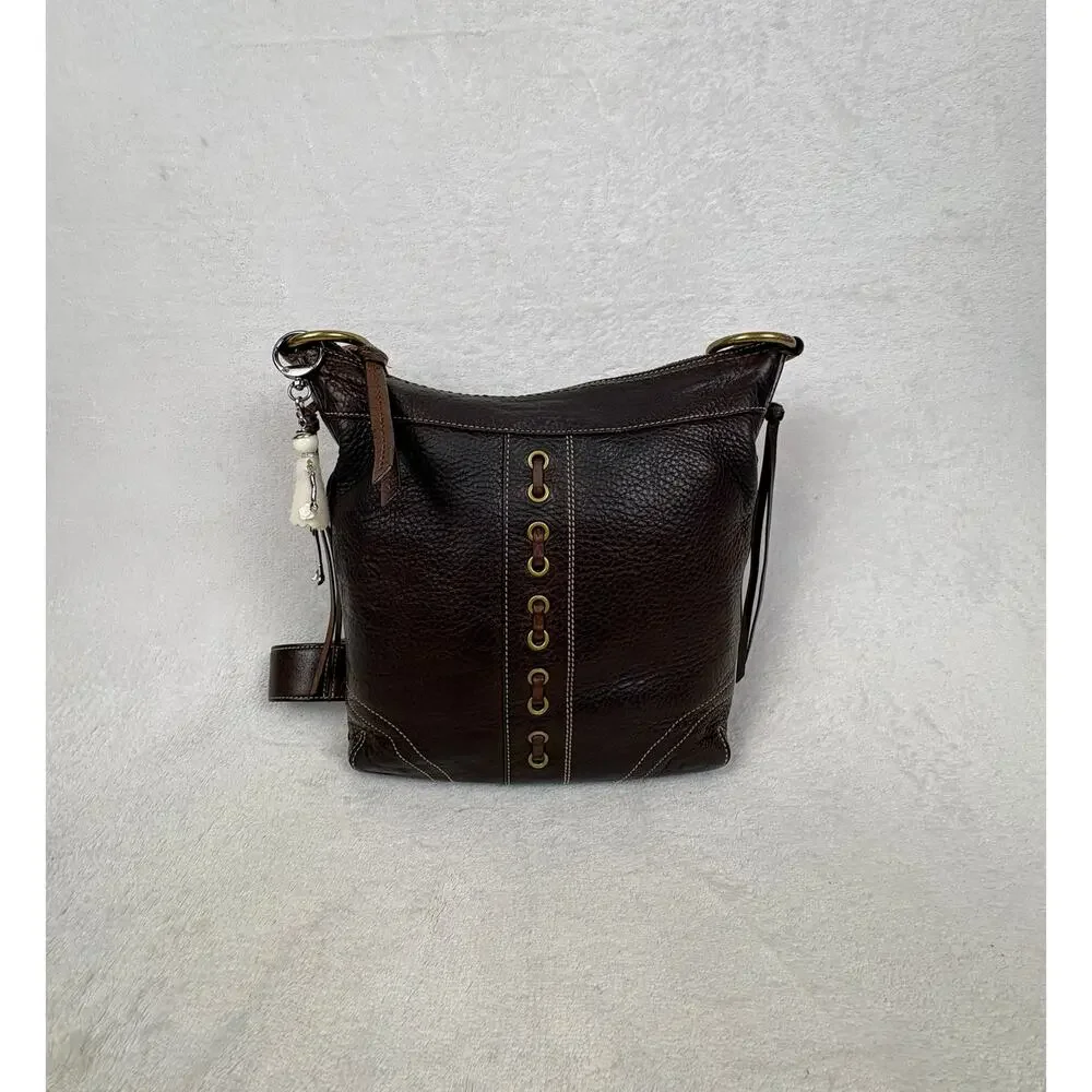 Coach Vintage Y2K Chelsea Laced Duffle in Chocolate Pebble Leather with Charm
